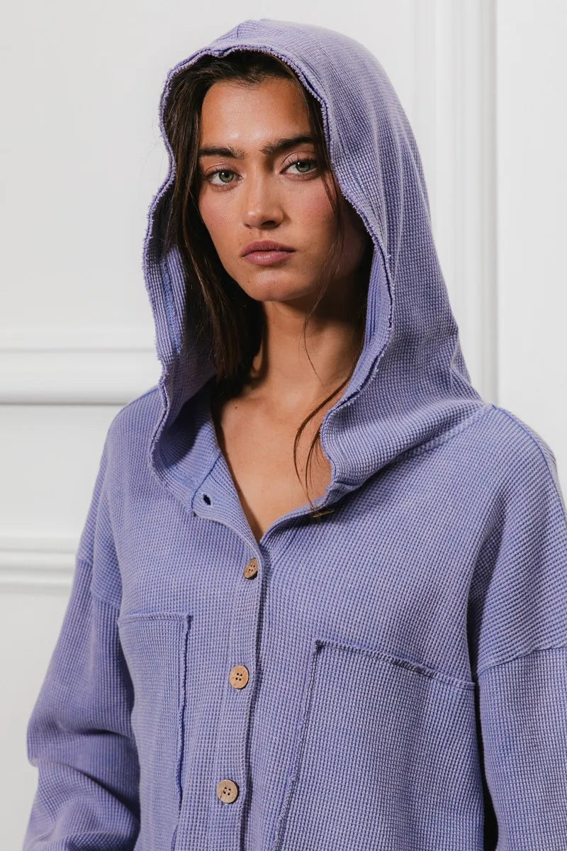 BiBi Washed Waffle Thermal Hooded Jacket – Oversized