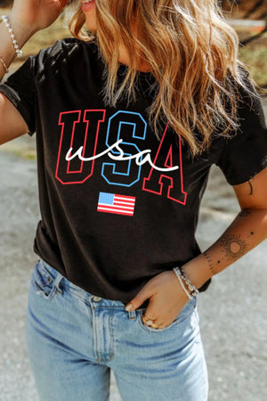 USA Graphic Crewneck Tee – Patriotic Soft Stretch Cotton Blend - true-deals-club