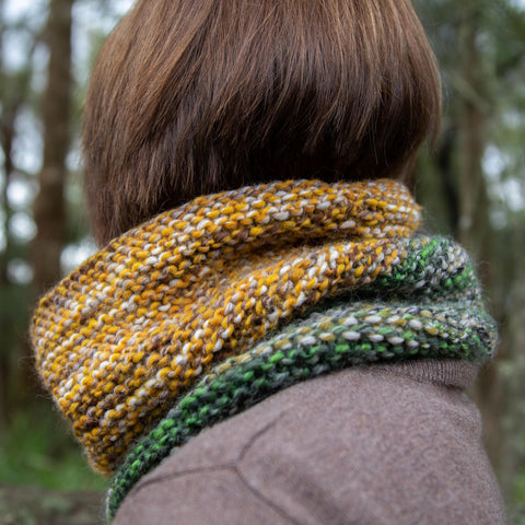 Free Pattern for a Knitted Cowl, worked in the round, using Katia Savana Mouliné
