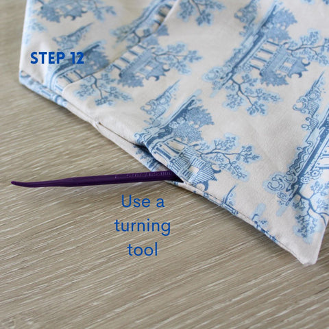Use a turning tool, in this case, The Purple Thang, to ease out the seams.