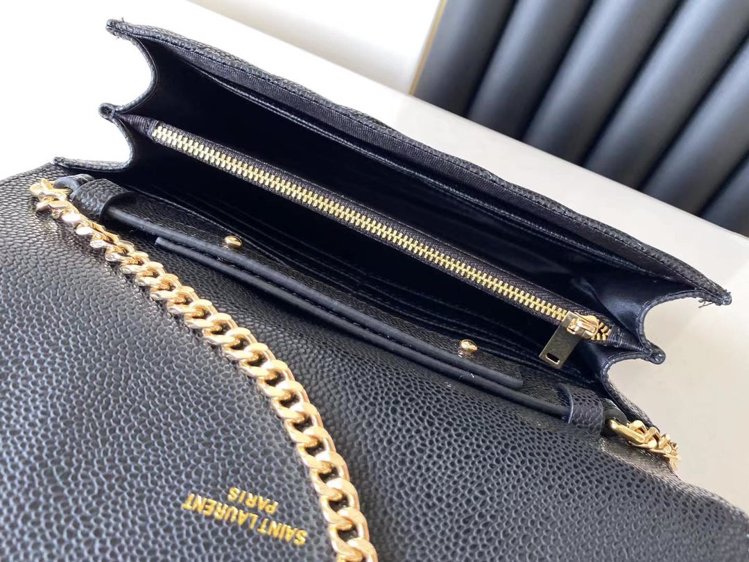 YSL Saint Laurent Monogram Leather Chain Wallet Bag Shoulder Bag