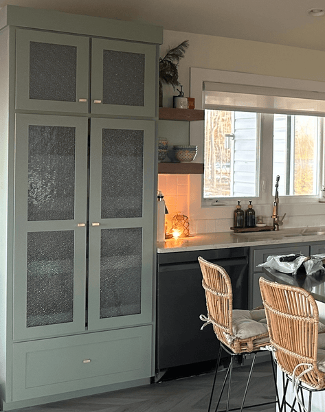 Tall cabinet with glass doors