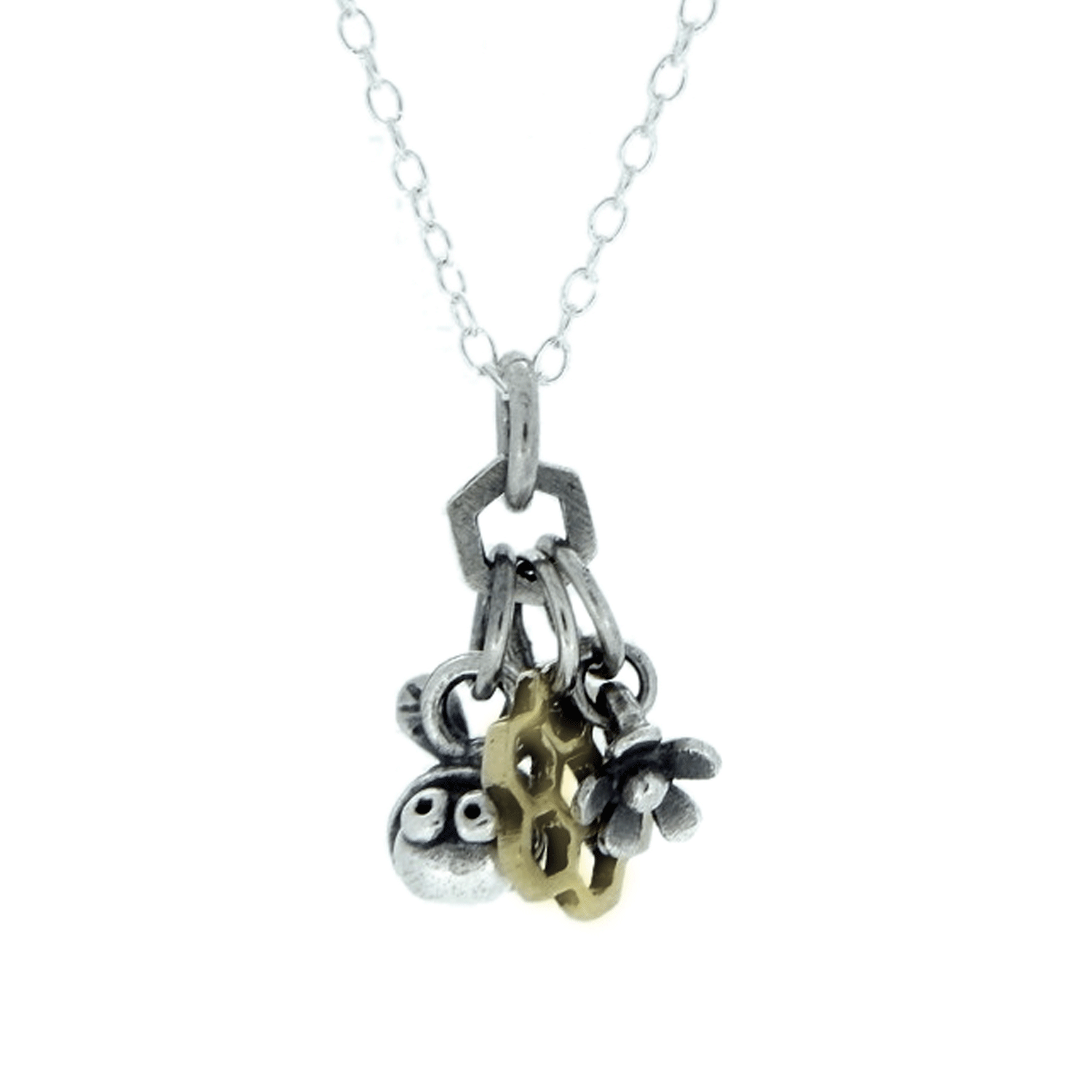 Flower, Gold Honeycomb, Bee Necklace