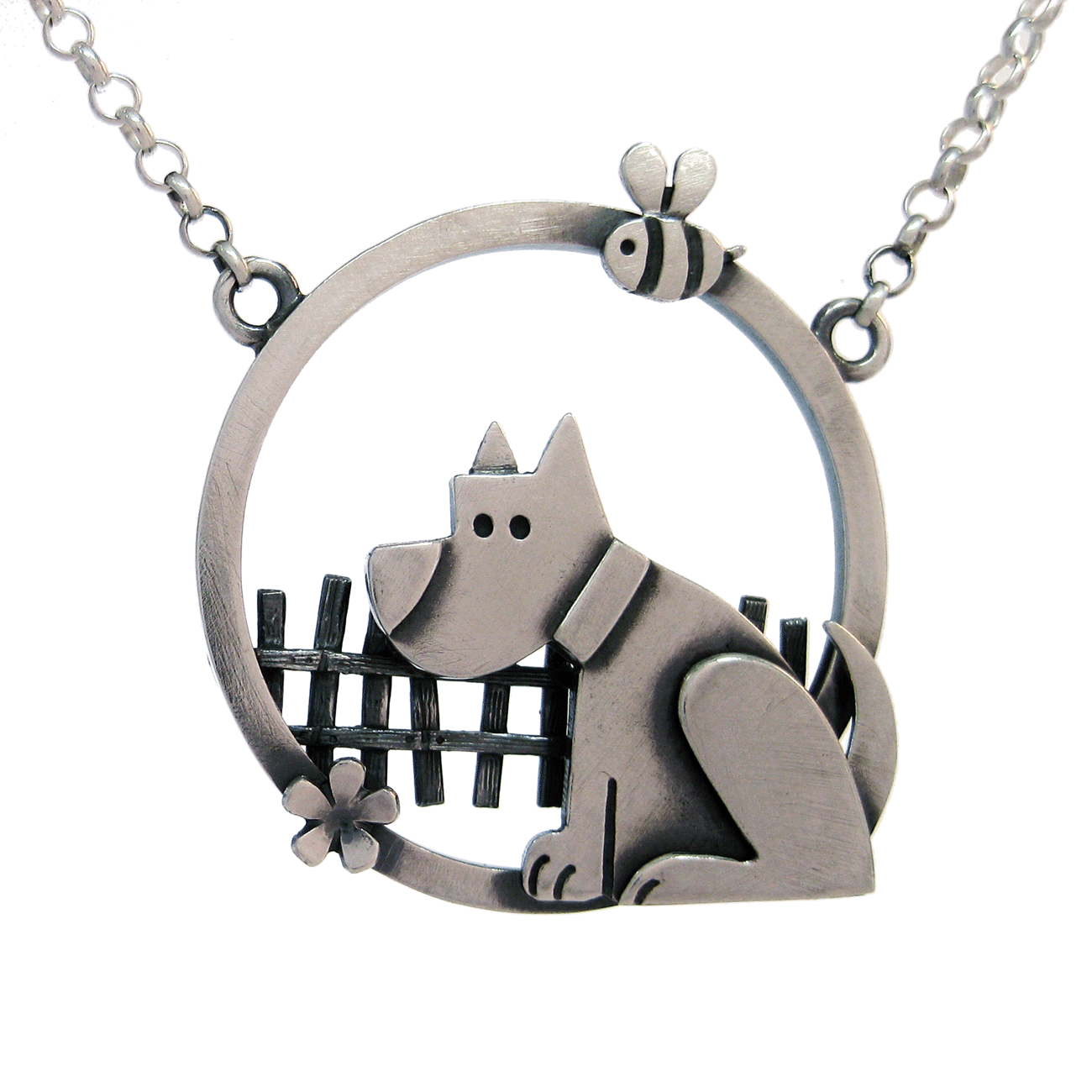 Dog in the Garden Necklace (with wagging tail)