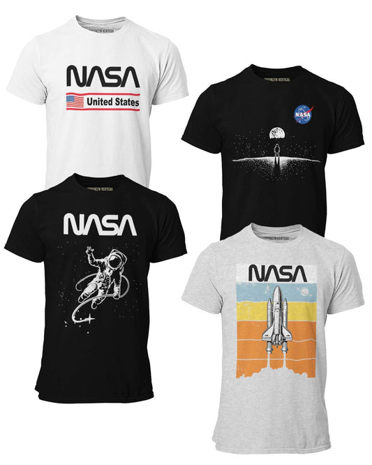 Print Outer Space Sleeve Rocket Short Ship Toddler NASA 4-Pack – T-Shirt