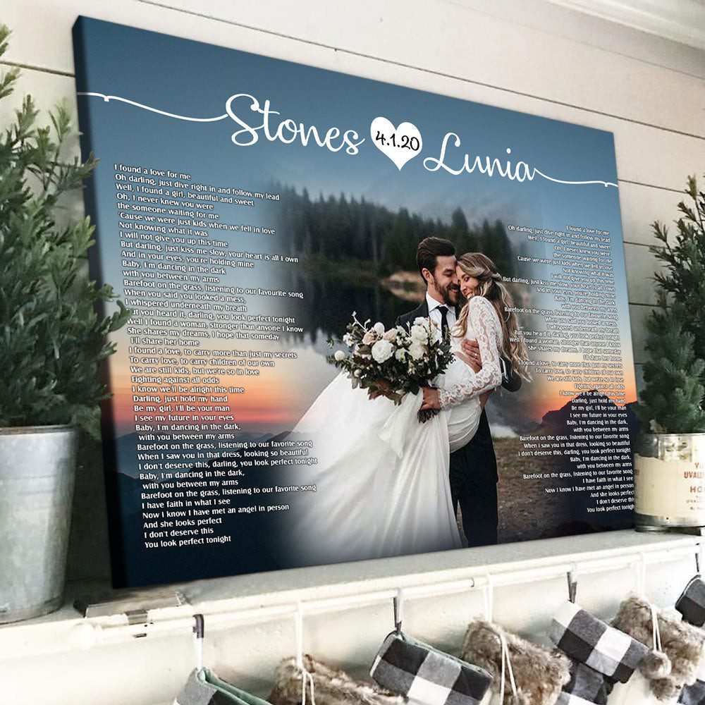 Couple Anniversary Song Lyrics With Photo Personalized Canvas