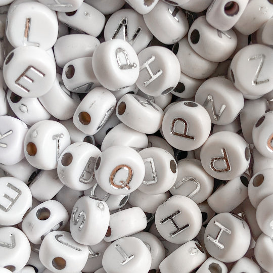 White Round Letter Beads, Hobby Lobby