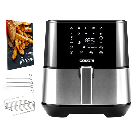 COSORI Freidora de Aire 5,5 L, Air Fryer con 100 Recetas en Español,  Freidora sin Aceite con 13 Funciones, Pantalla Táctil LED, Cocción Rápida y  Saludable, Cesta Antiadherente, Temporizador, Negra : 