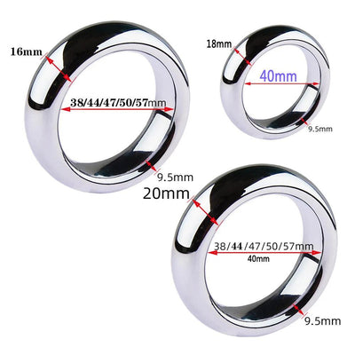 6-Size Metal Cock Ring Set – Penis Bondage & Delay Ejaculation Toy for Men
