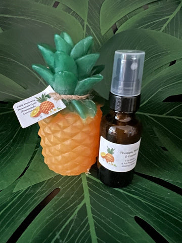 2 Pc Aromatherapy Decorative Pineapple Soap Air Freshener & Misting Spray Gift Sets