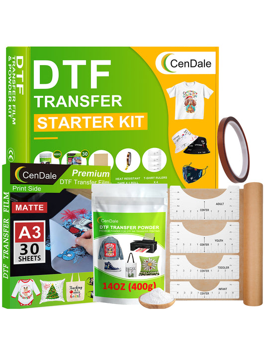 Cendale DTF Transfer Film, 30 Sheets Double-sided Matte Clear Pretreat  Sheets PET Heat Transfer Paper for Direct Print on T-shirts Textile 