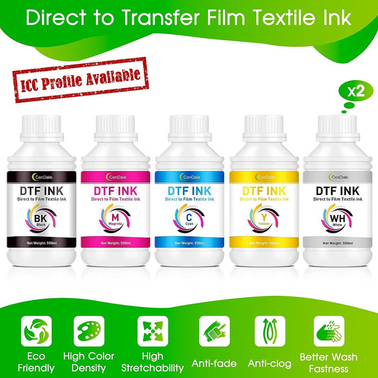  Beryzol Premium DTF White Ink 500ML DTF Transfer Ink Conversion  Kit, Refill DTF Ink for Epson ET-8550, L1800, L800, R2400, P400, P800,  XP15000, DTF Transfer Ink for PET Film : Office