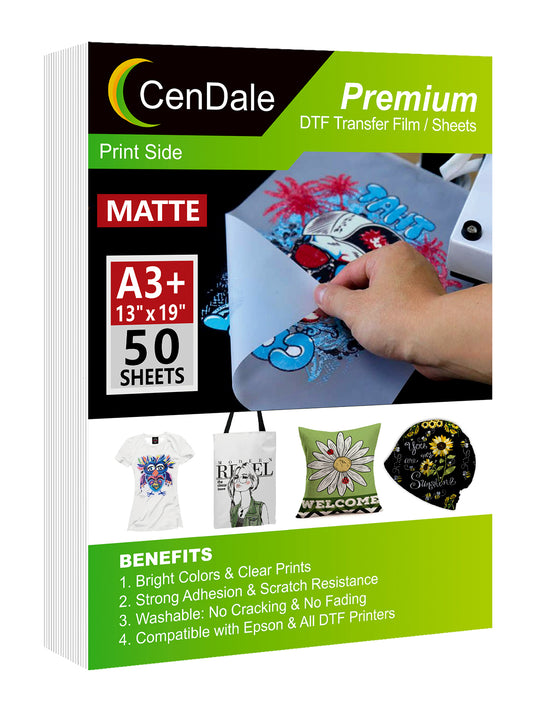 CenDale DTF Transfer Film A3 (11.7 x 16.5) - 60 Sheets Double-Sided Matte  PreTreat Sheets PET Heat Transfer Paper