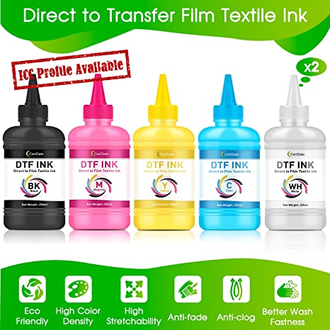 CenDale Premium DTF Ink - 500ml x 6, CMYK Wh