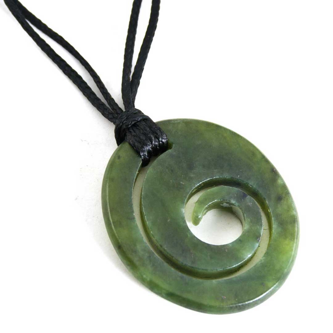 New Zealand Greenstone Traditional Oval Koru Pendant – Silverfernz