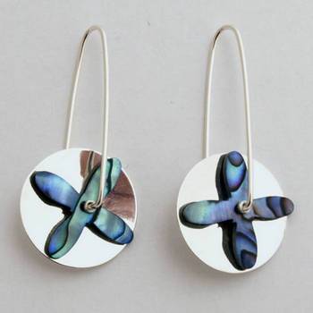 Paua and Sterling Silver Tapa Earrings