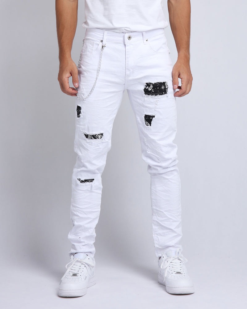 White Slim Fit Mid-Rise Track Pants (FOBOGAZE) | Celio