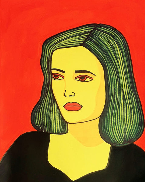 Original Pop Art Portrait- Red and Yellow Woman- Pop Art Passion - Custom Portraits