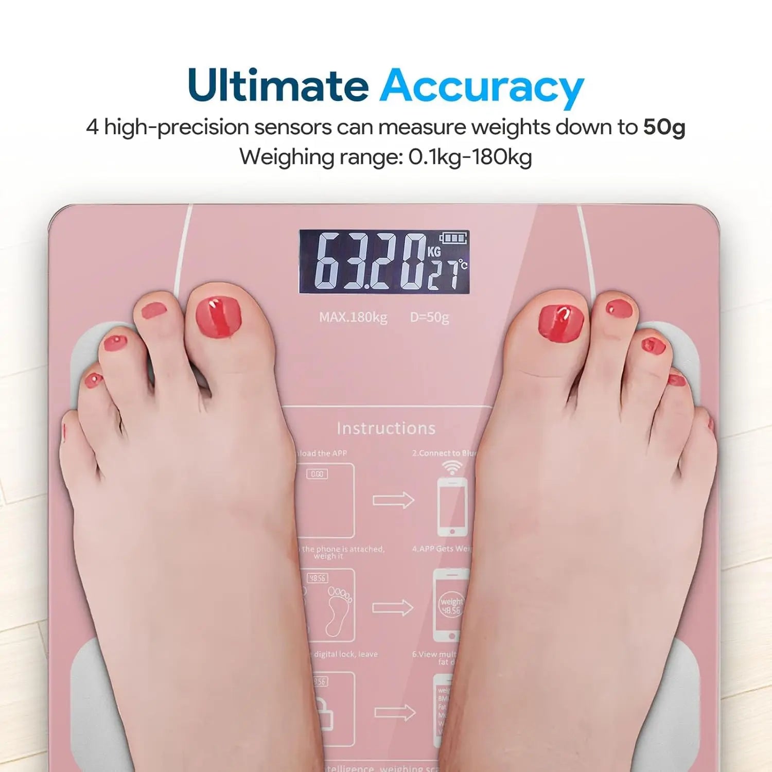 Premium LED Body Composition Scale – Accurate Digital Bathroom Scale with Body Fat Analysis, Bluetooth Connectivity,