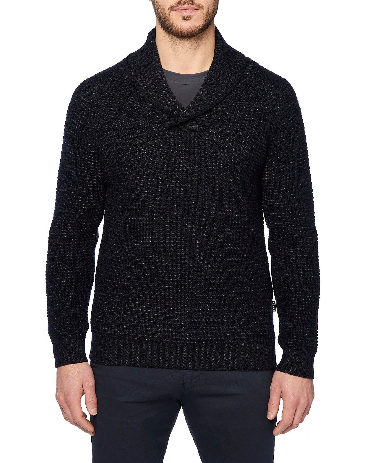 Horst - Textured Shawl Collar Sweater - Long Sleeve - HRSW212317