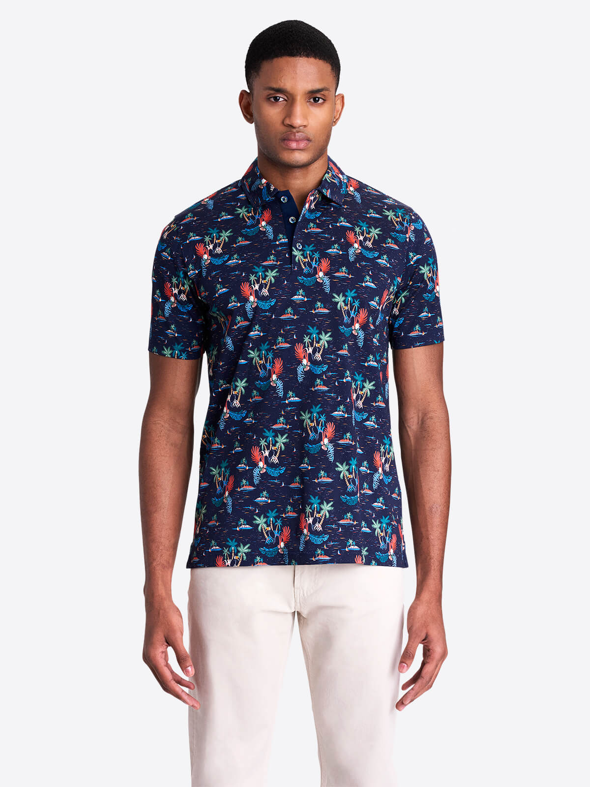 Bugatchi - Island Printed Polo Shirt - Mercerized Cotton - Modern Fit -  