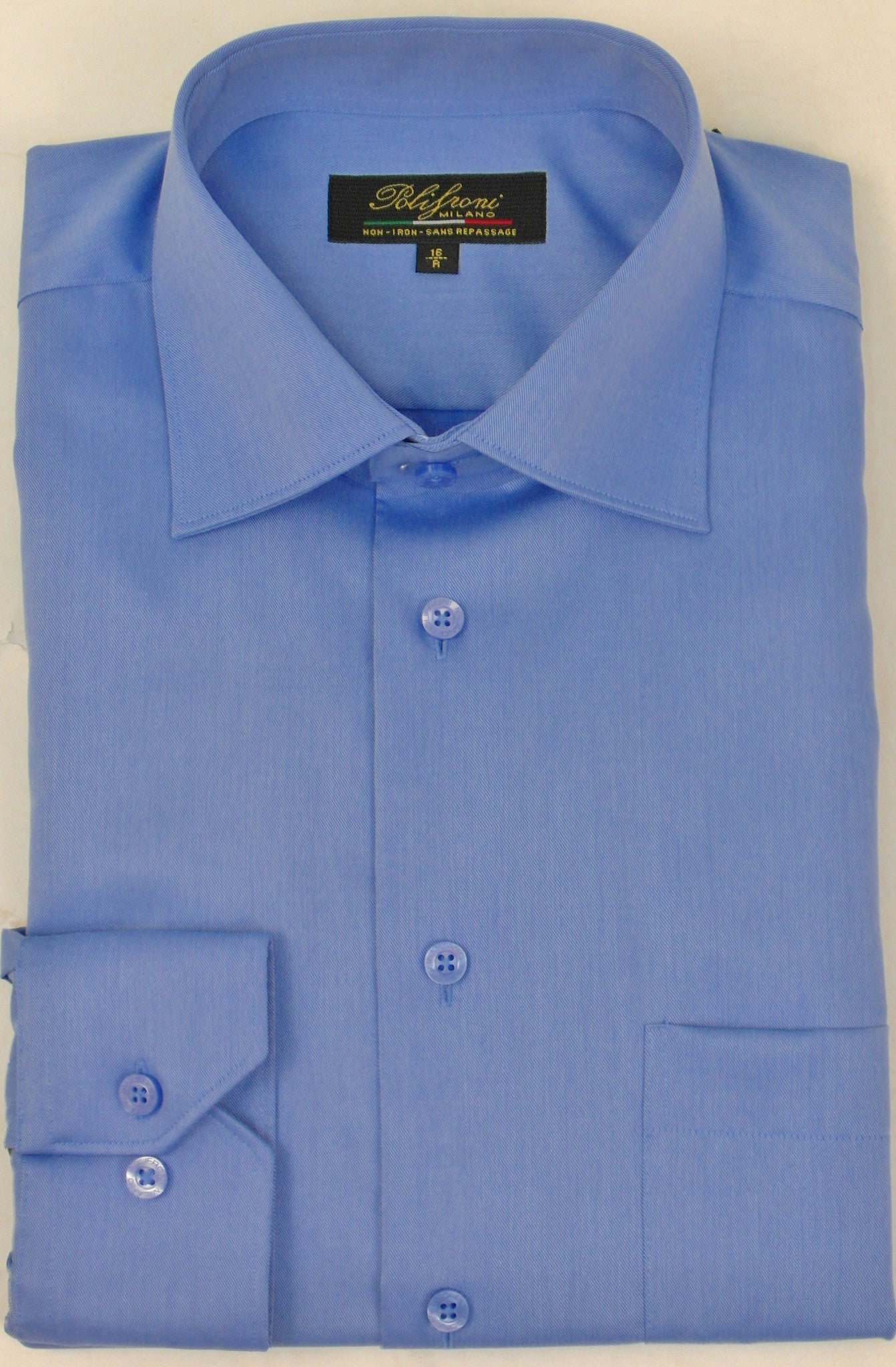 Polifroni - Non Iron - High Quality 100% Cotton Dress Shirt - Classic ...