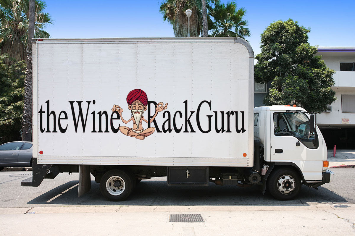 the wine rack guru delivery truck in Brisbane