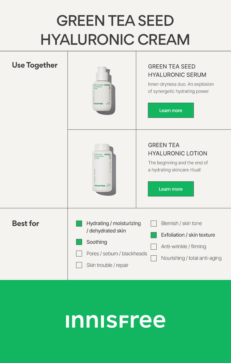 GREEN TEA SEED HYALURONIC CREAM page nine.