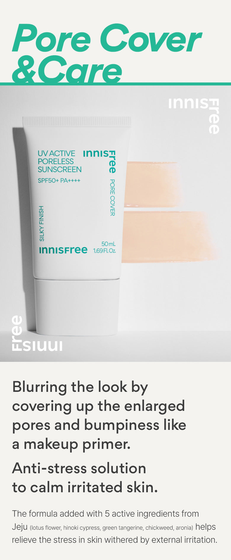 UV ACTIVE PORELESS SUNSCREEN SPF50 page two.