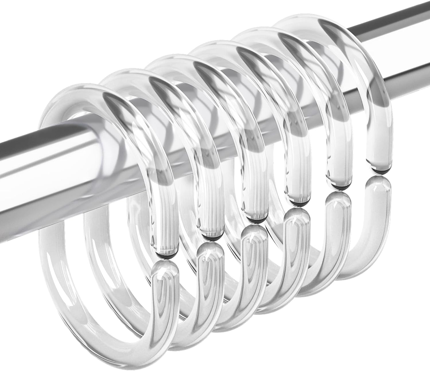 Amazer C Shape Design Plastic Shower Curtain Rings, Set of 24