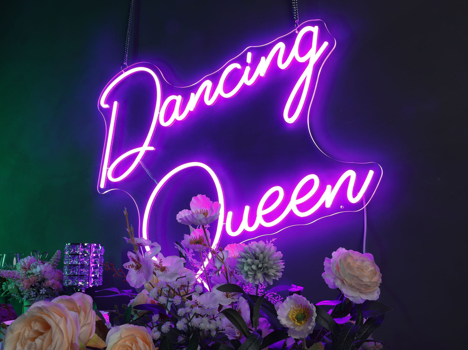 dancing queen neon light in neon purple
