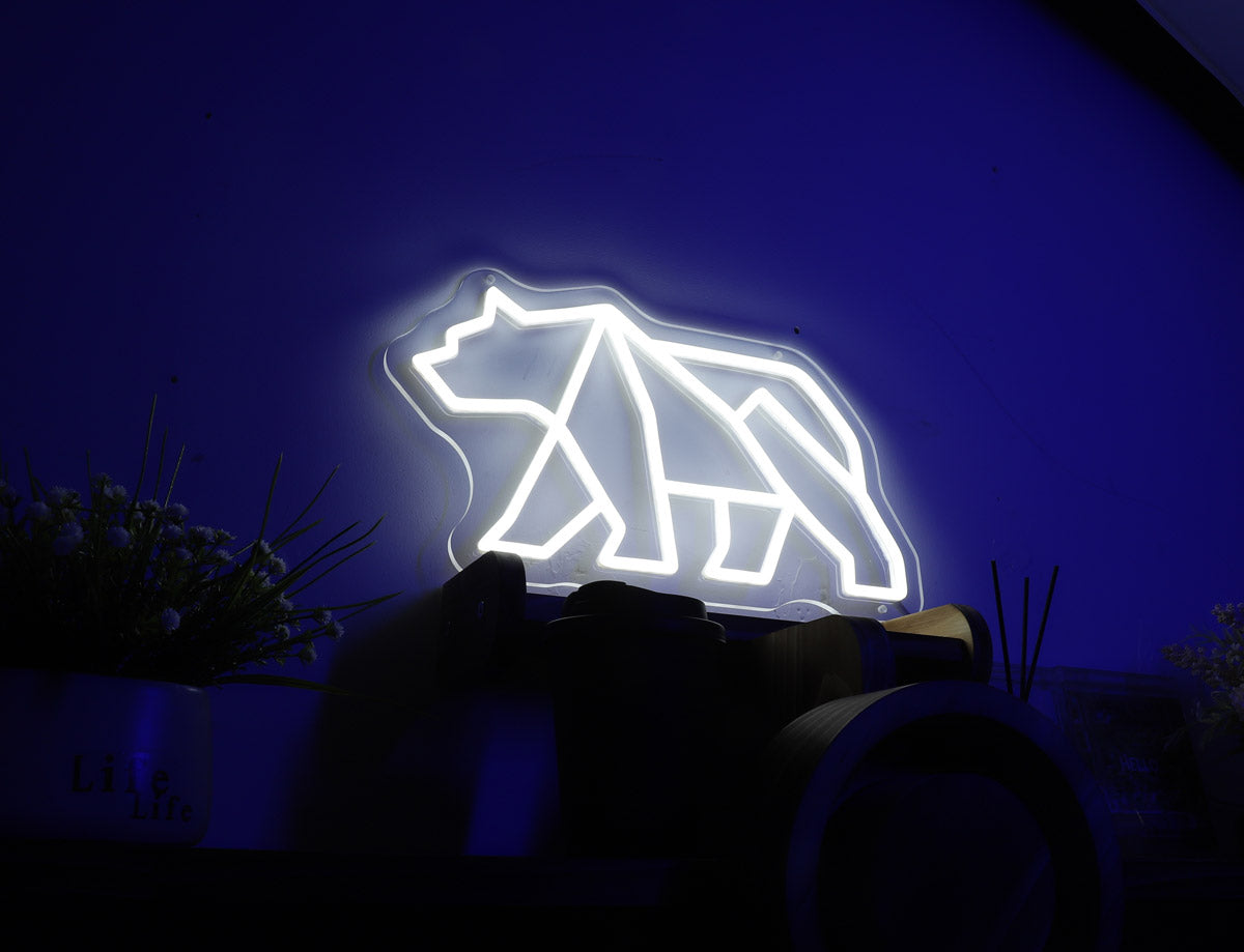 Bear Shape Neon Sign in white color