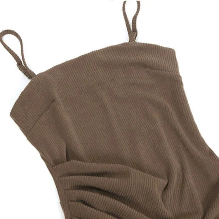 Hollow Out Cardigan Ruffle Split Slip Dress Two Piece Set - Image 6