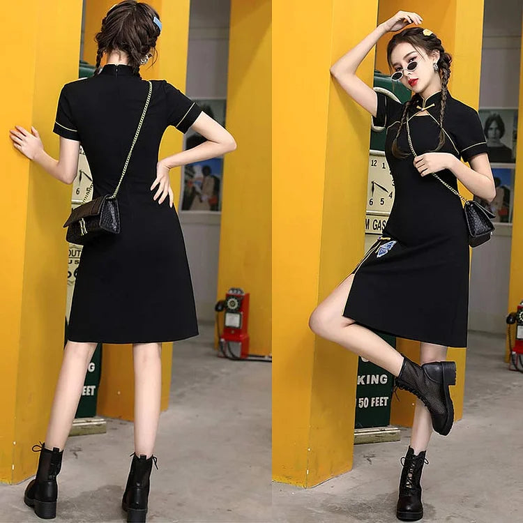 Vintage Butterfly Embroidery Chinese Cheongsam Dress - Image 7