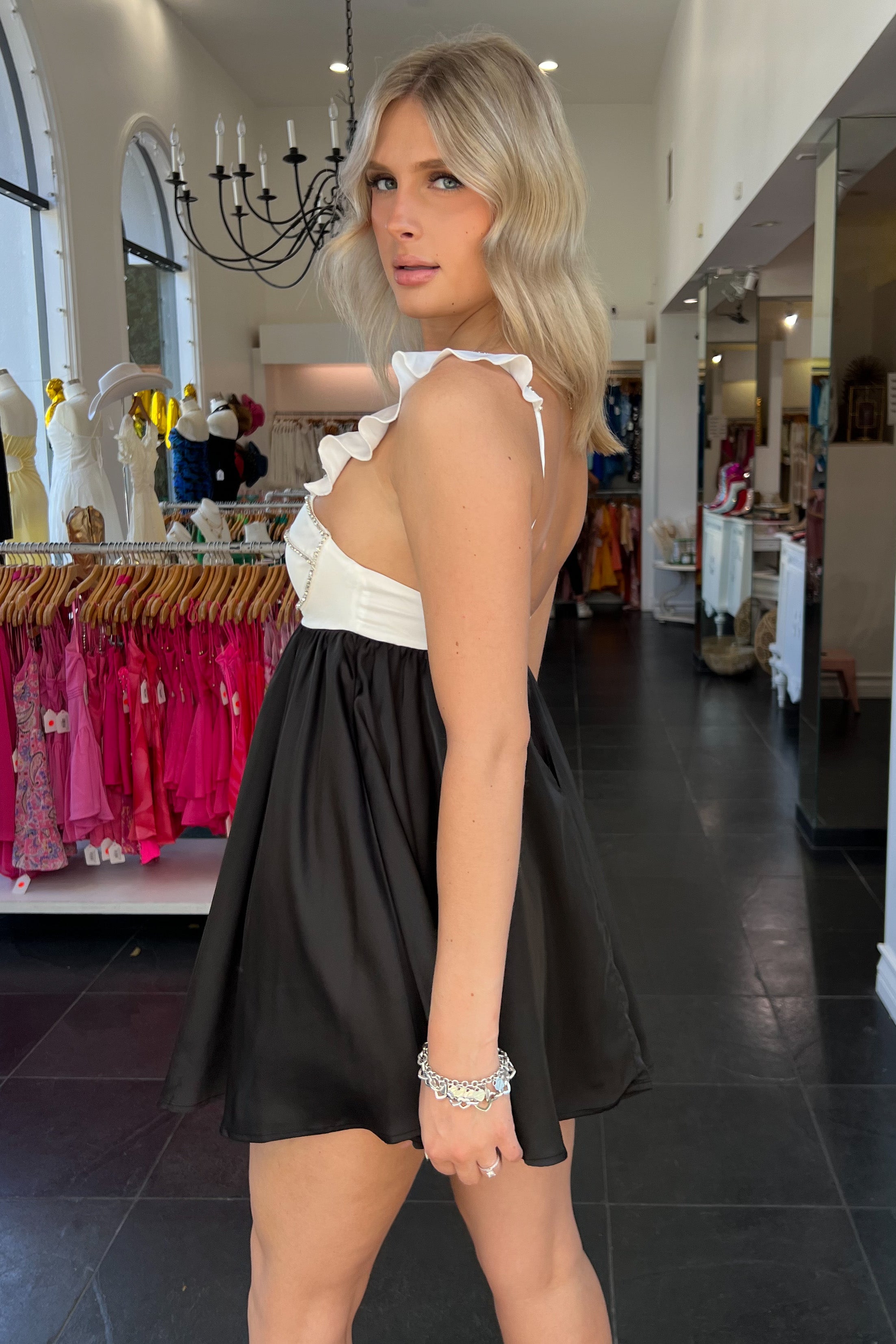 Fancy Like That Dress-Black + White - Image 3