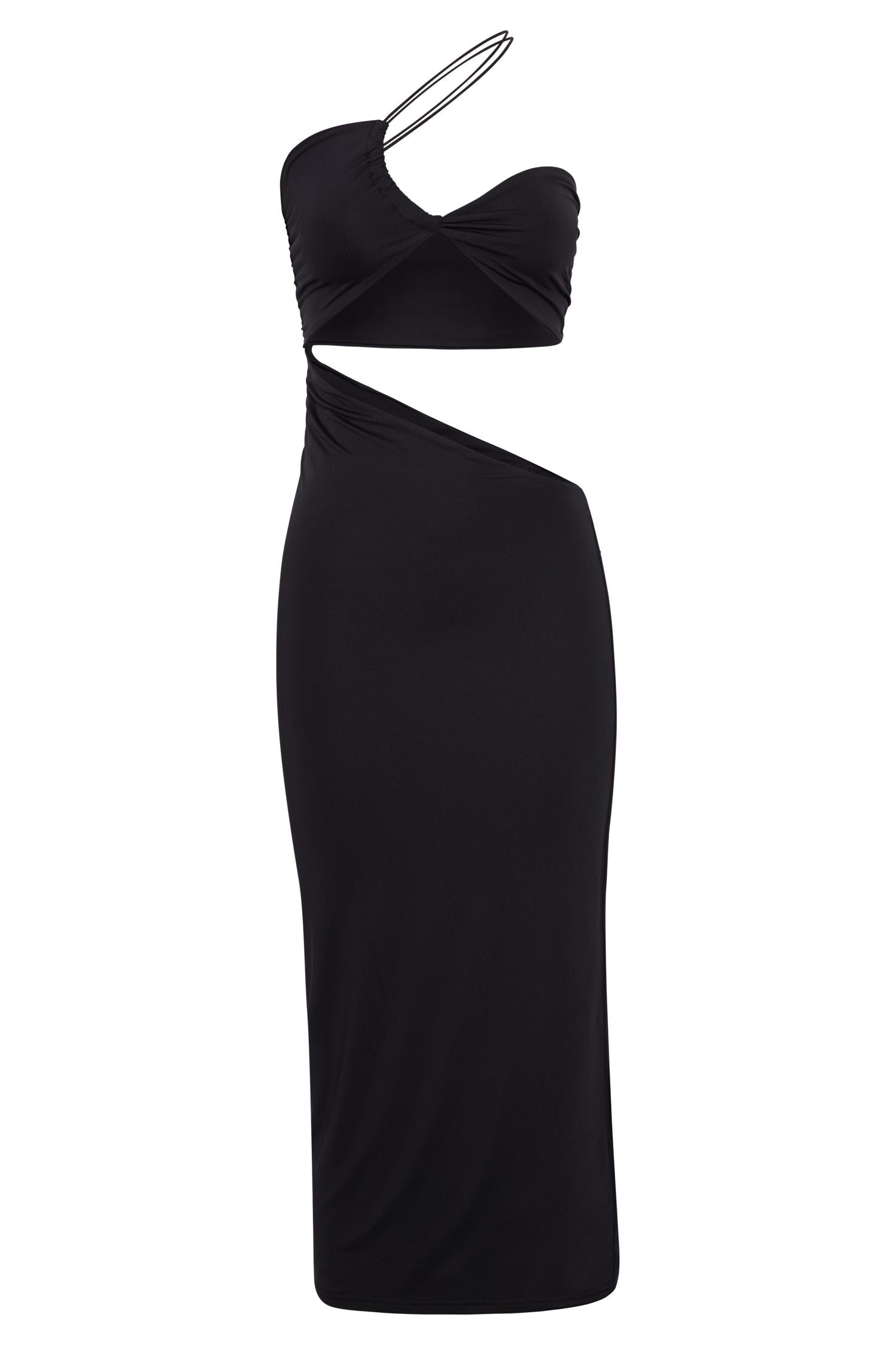 Keira Side Cut Out Midi Dress - Black - Image 9