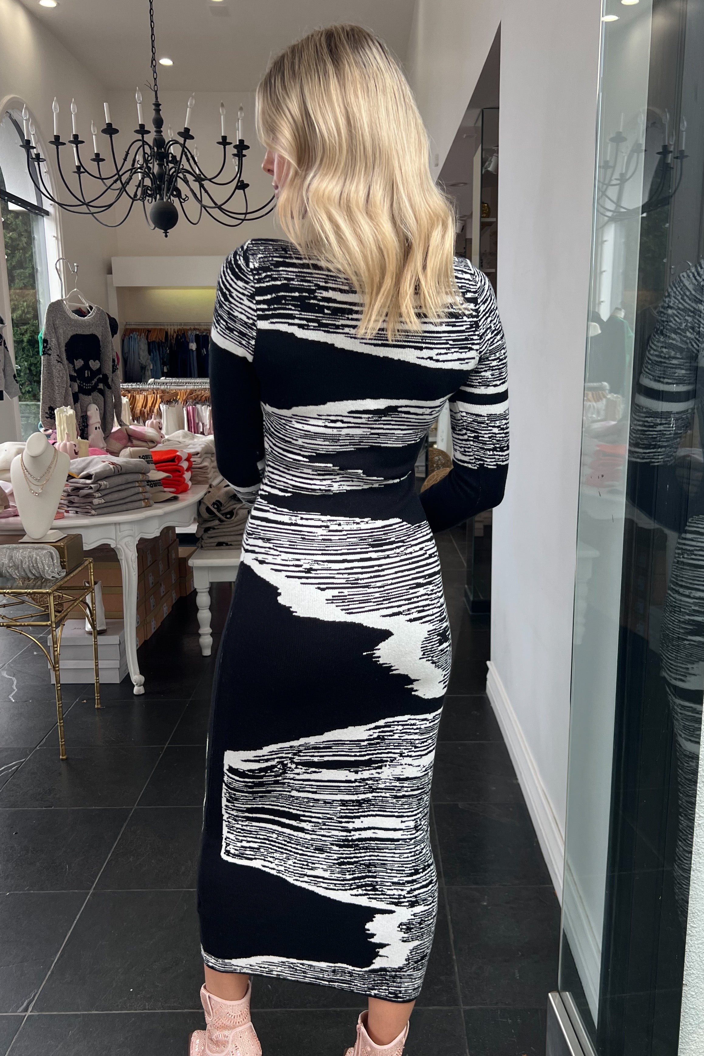 Park City Maxi Dress-Black + White - Image 3