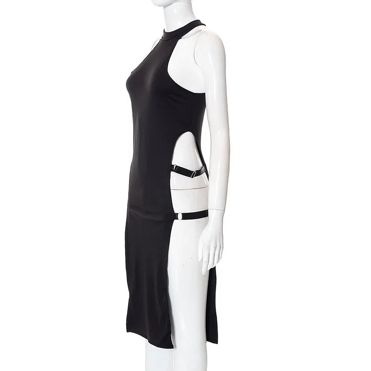 Hollow Out Sleeveless Side Split Dress - Image 4