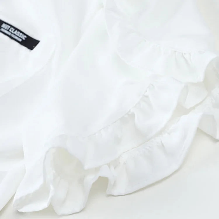 JK Flouncing Sleeve Tie Polo T-Shirt Irregular Lace Up Suspender Dress - Image 10