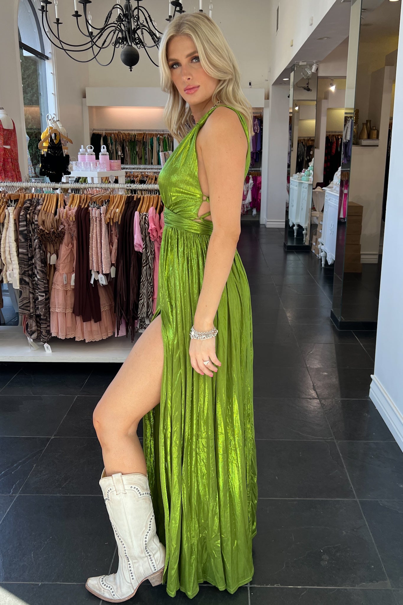 Nights in Greece Dress-Moss - Image 3