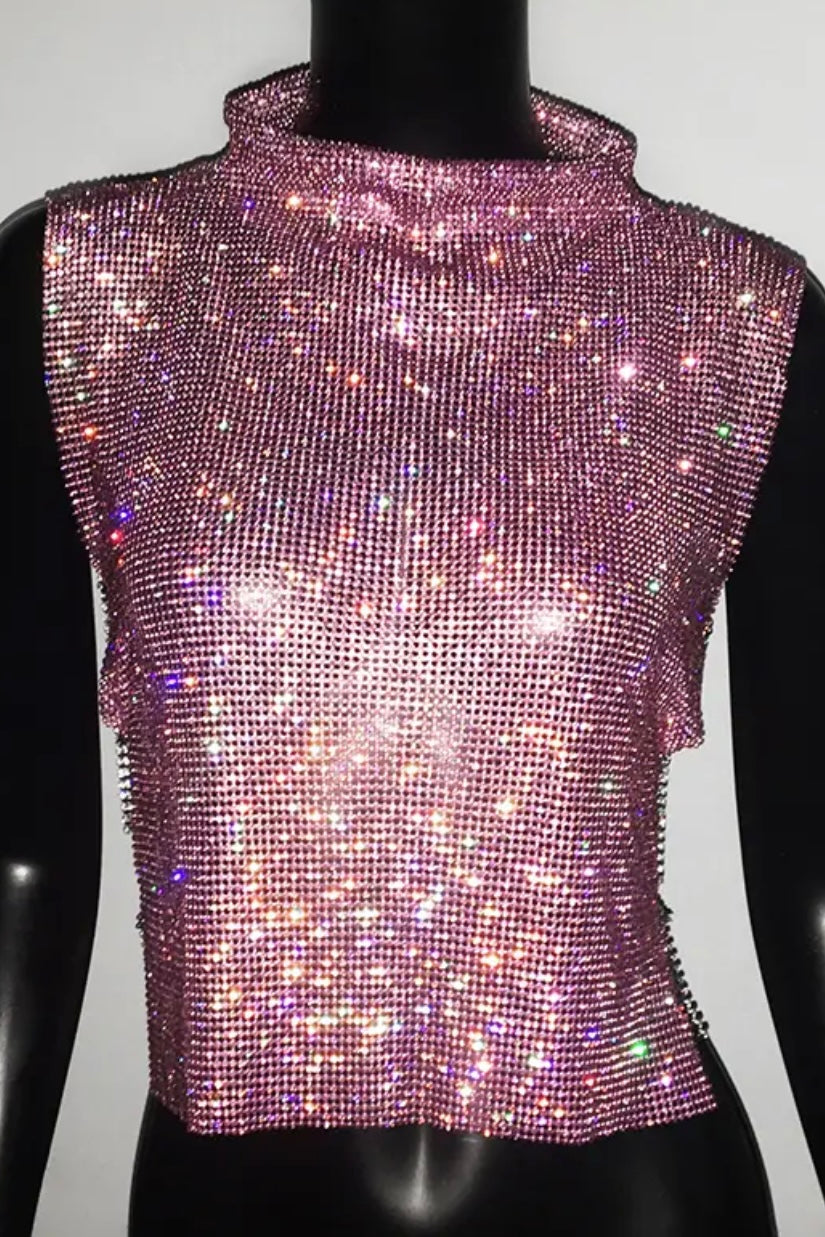 Asher Sleeveless Crystal Mesh Top - Image 8
