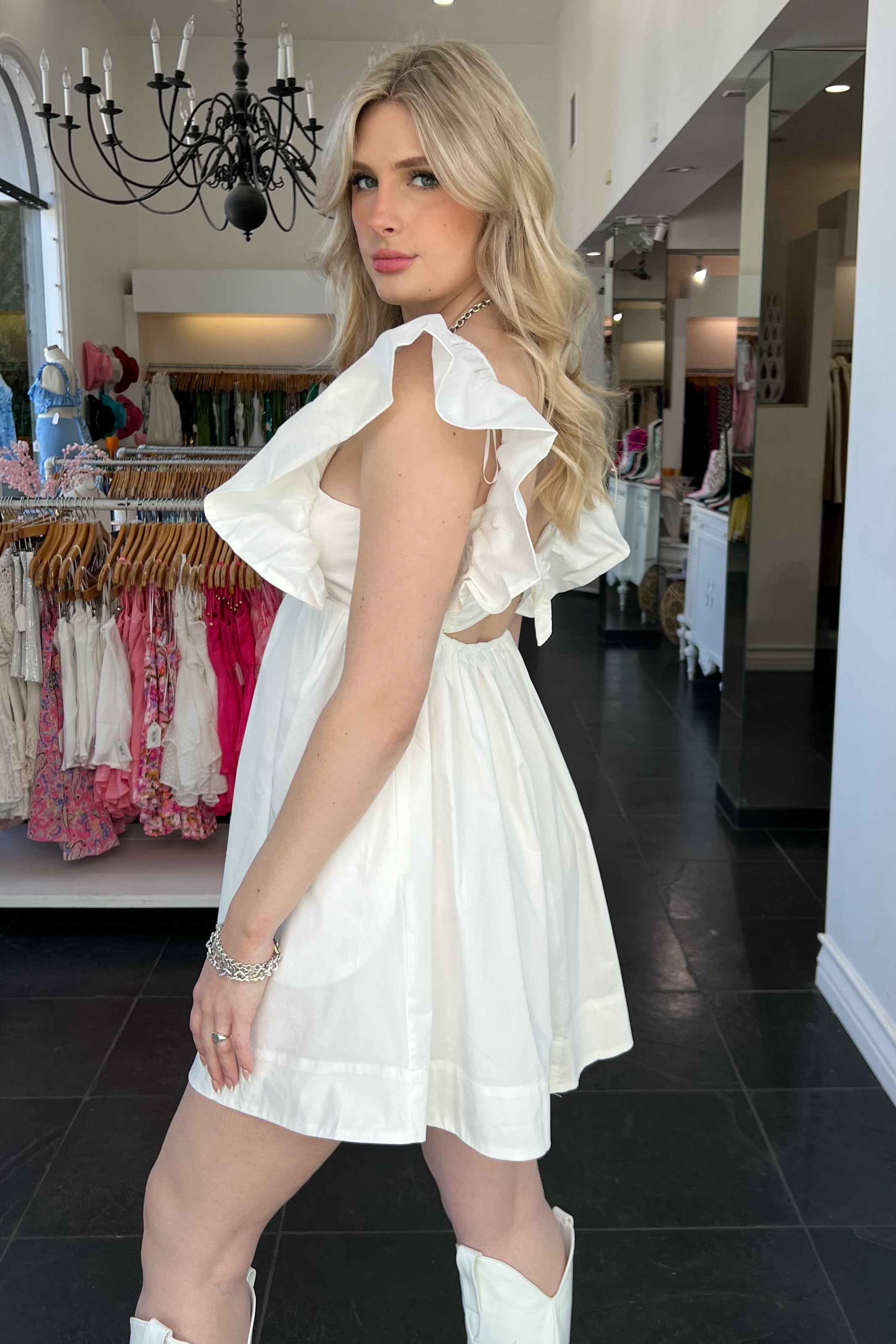 Watching Me Sway Dress-White - Image 7