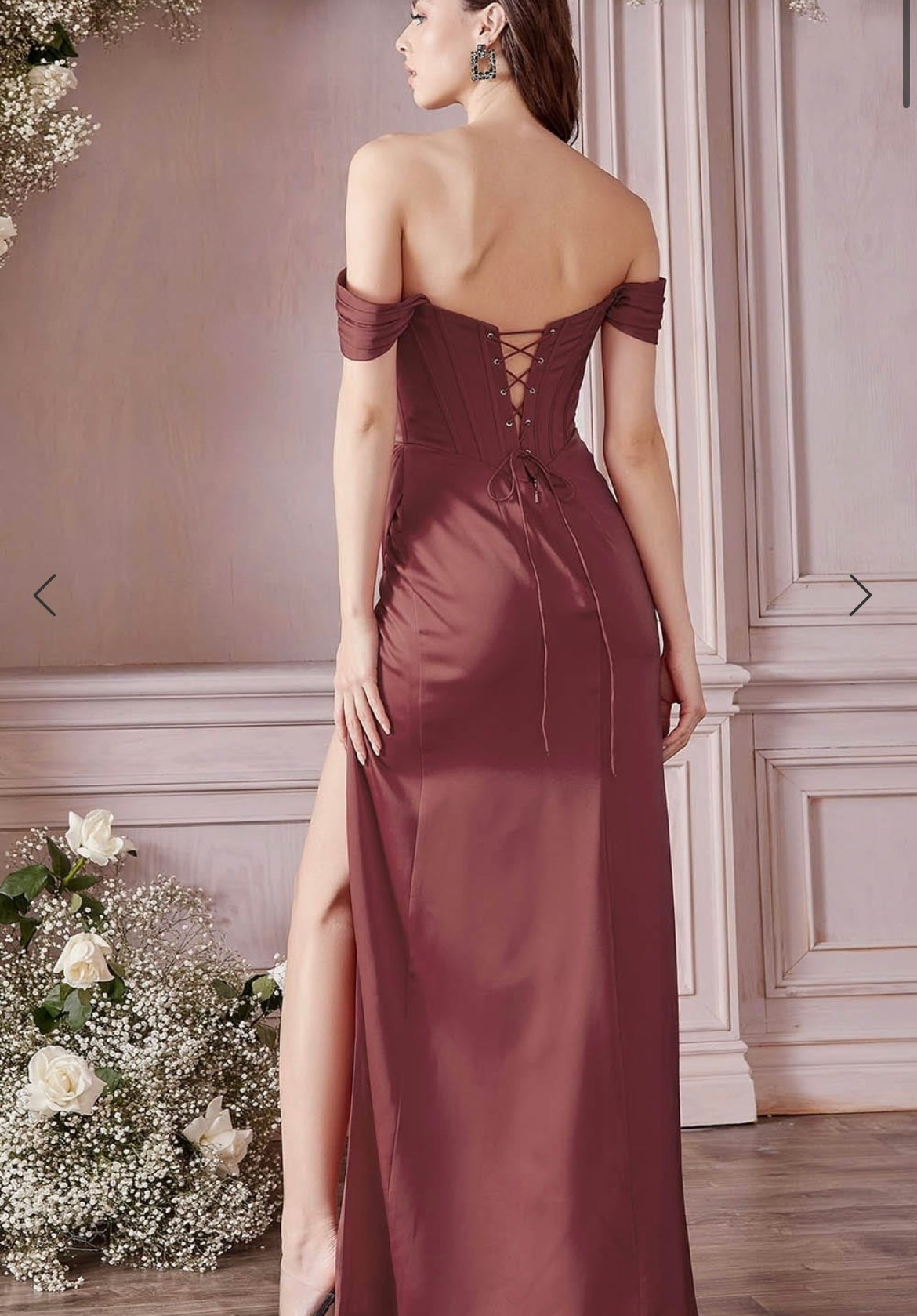 CORSET OFF SHOULDER SATIN GOWN - Image 2