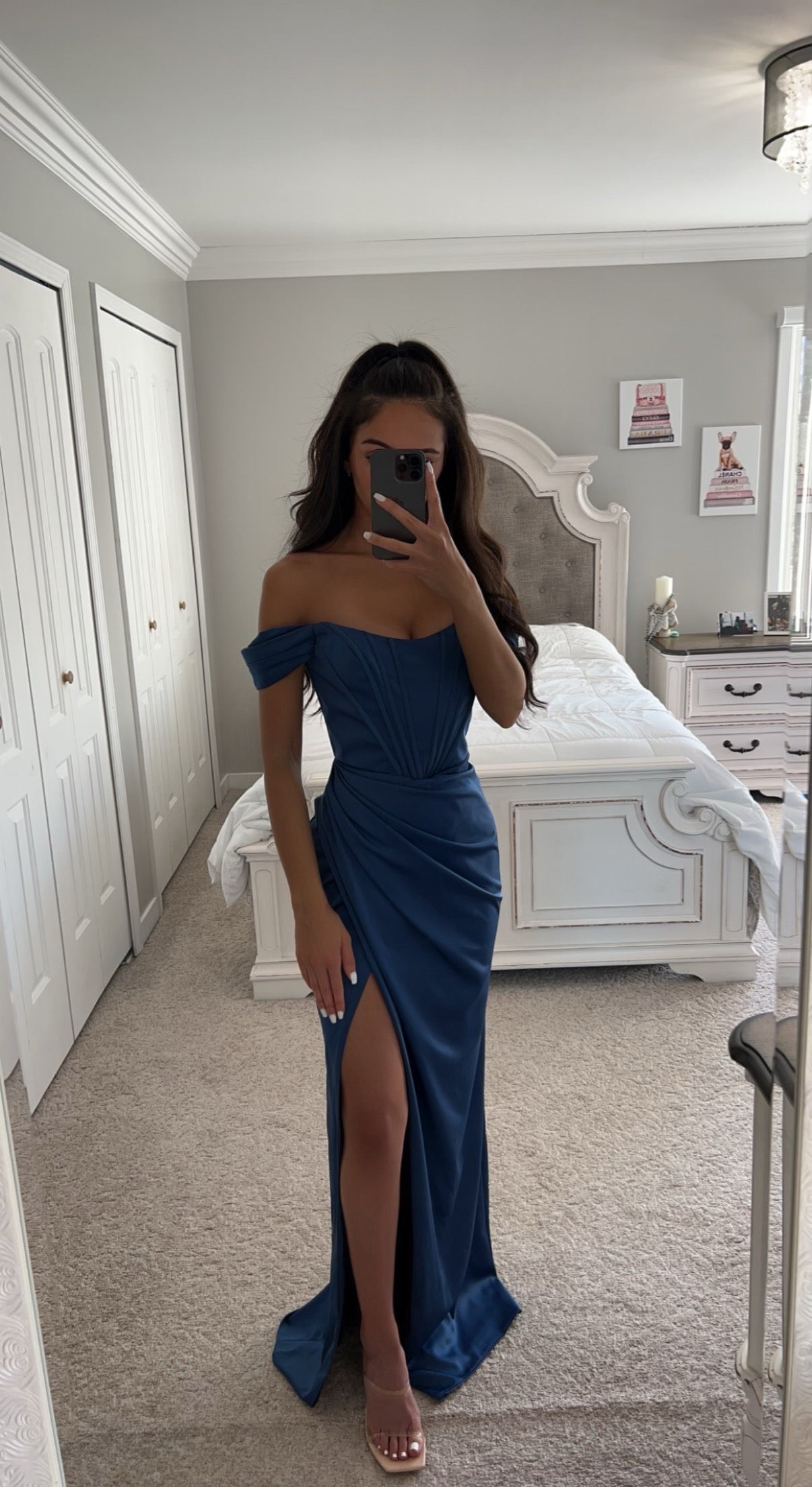 CORSET OFF SHOULDER SATIN GOWN - Image 3