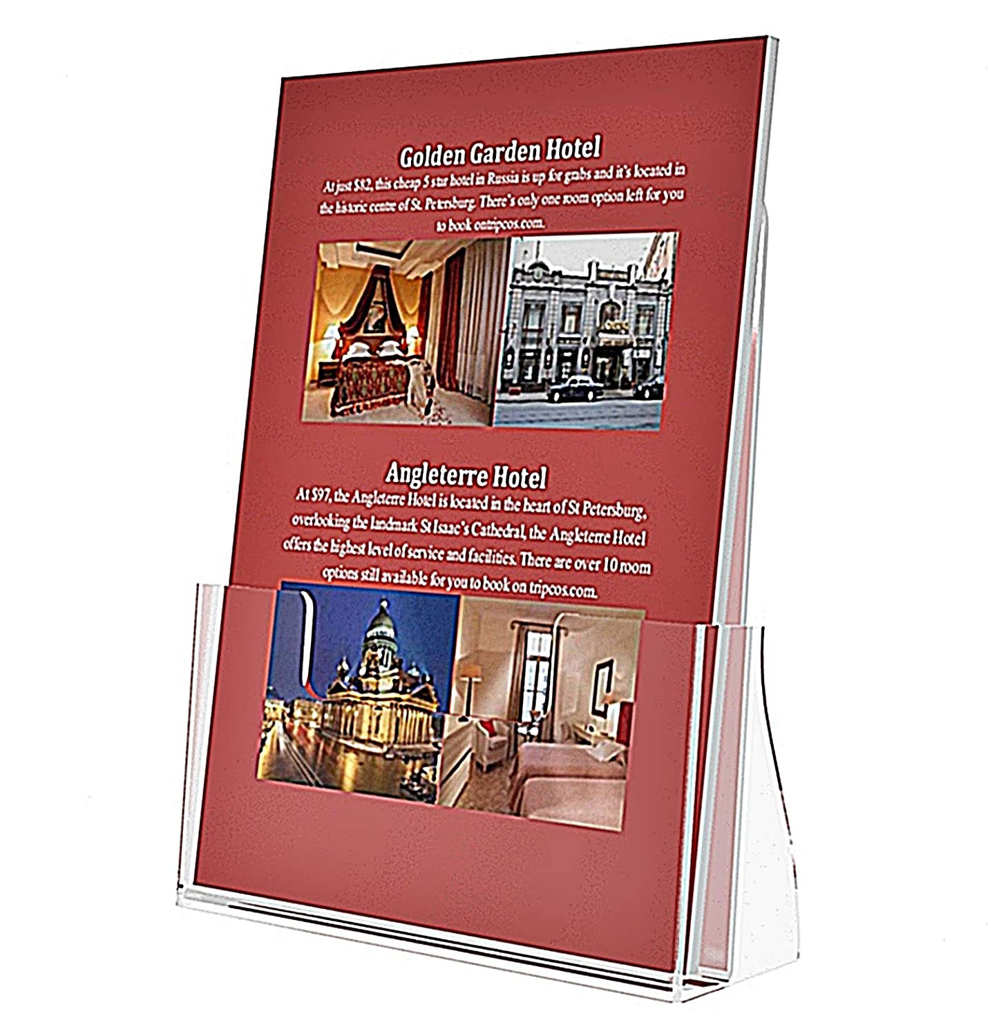 Acrylic A4 Brochure Holder Paper size 8.5 x 11.6 inches 2 Pack, Clear Acrylic Literature Holder Plastic Flyer Display Stand, Acrylic Countertop Organizer for Magazine, Pamphlet, Booklets.