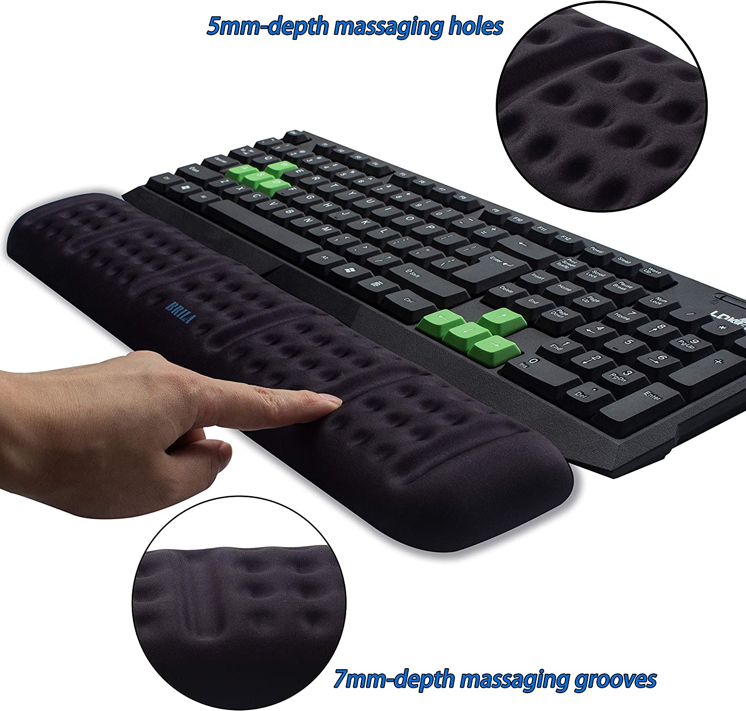 BRILA Memory Foam Mouse & Keyboard Wrist Rest Support Pad Cushion Set