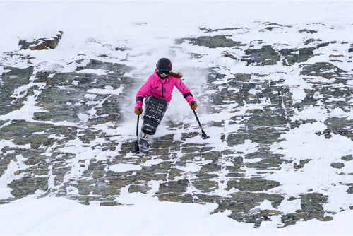 Amanda Time Skiing a rock face