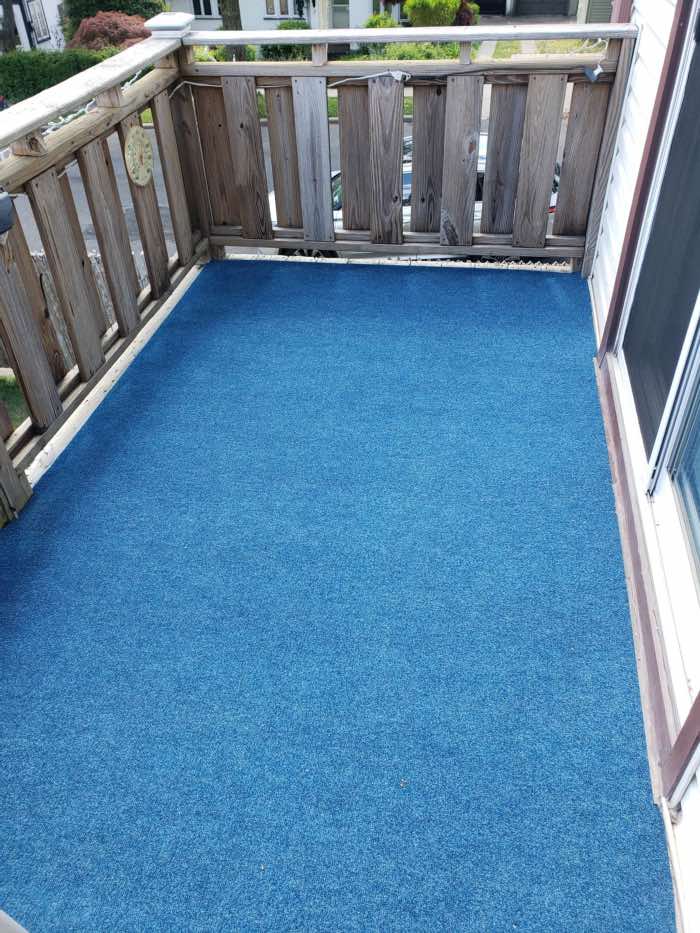 Blue Outdoor Carpet on Back Deck Area