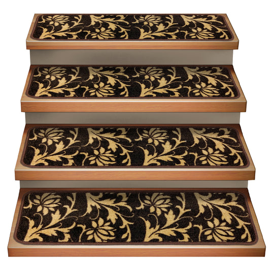 House, Home and More Set of 12 Adhesive Carpet Stair Treads - Praline Brown - 8 in. x 27 in.