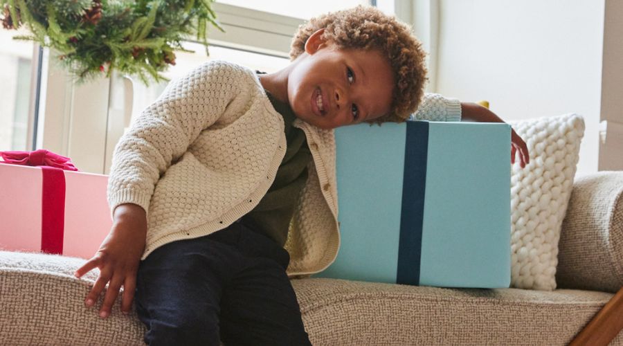 Toddler with gift box